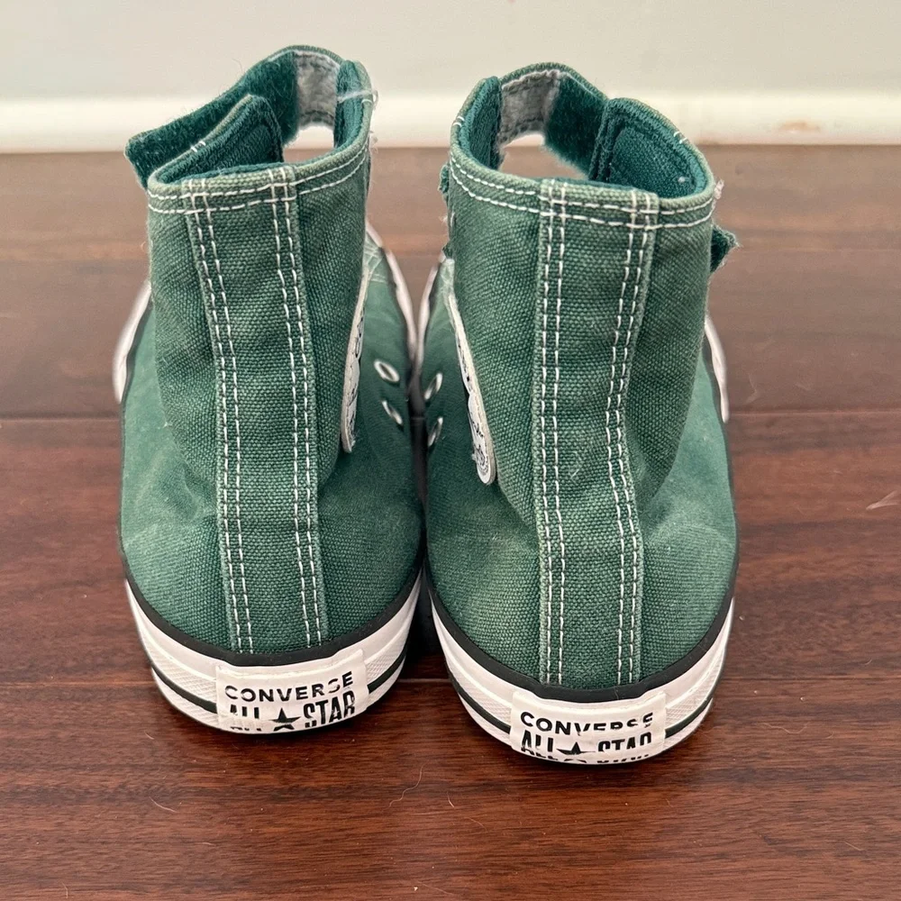 Converse High Top Sneakers — Green Canvas with White Accents